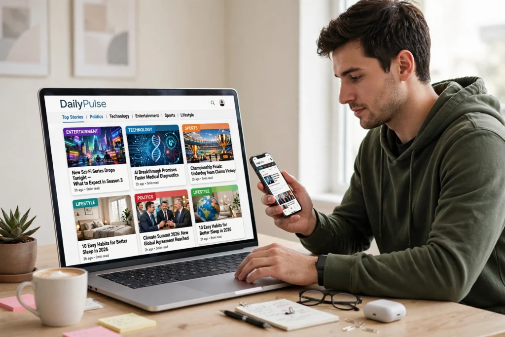 Person browsing trending articles on Sosoactive website